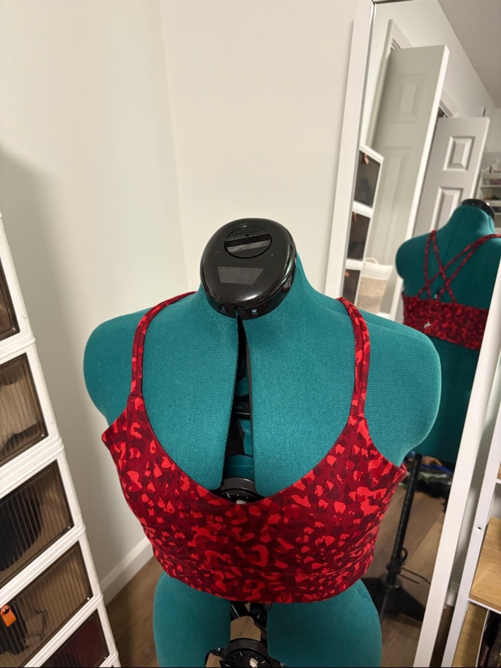 JoyLab Red Patterned Strappy Sports Bra